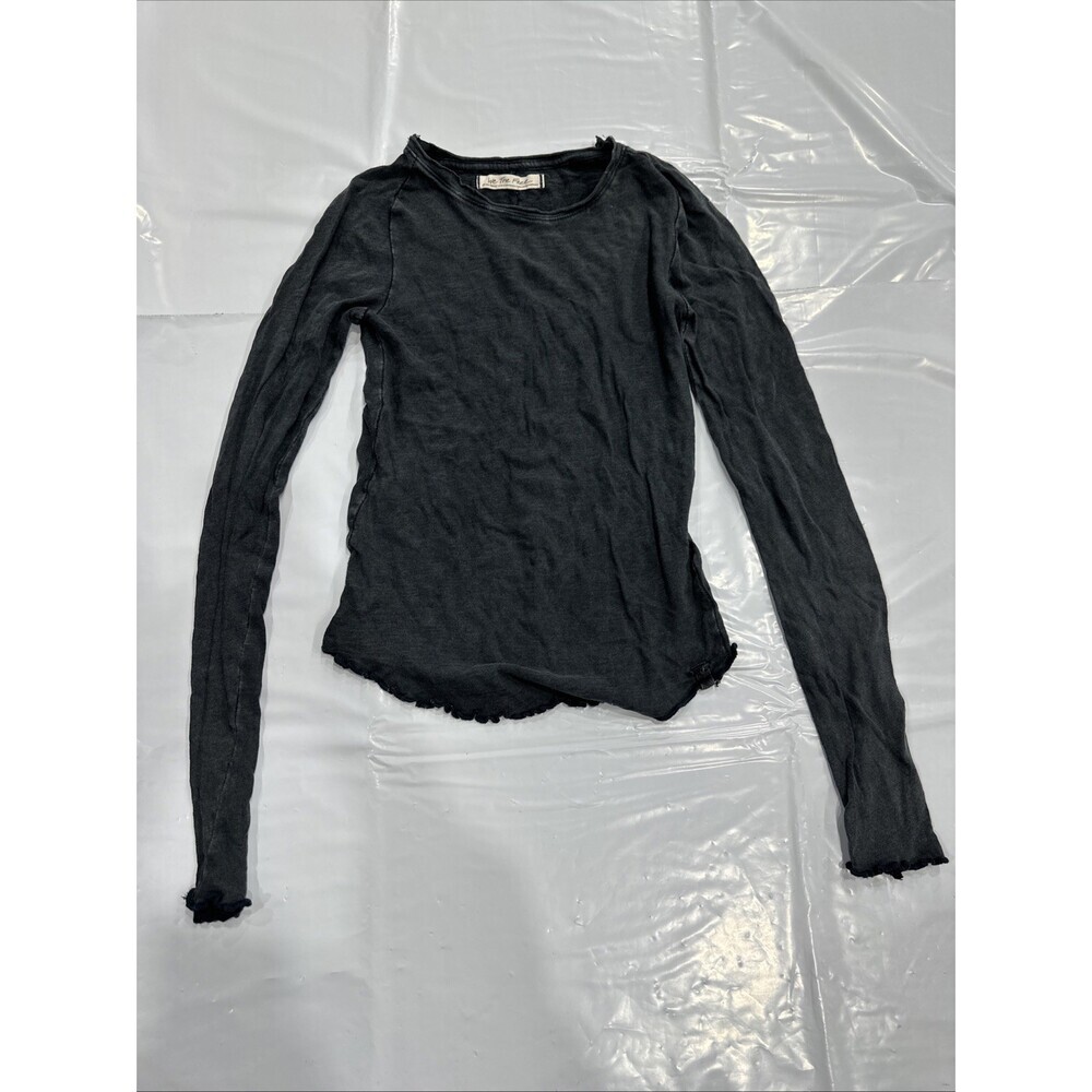 Free People We The Free Be My Baby T-Shirt Women's XS Black Lettuce Hem CEB295